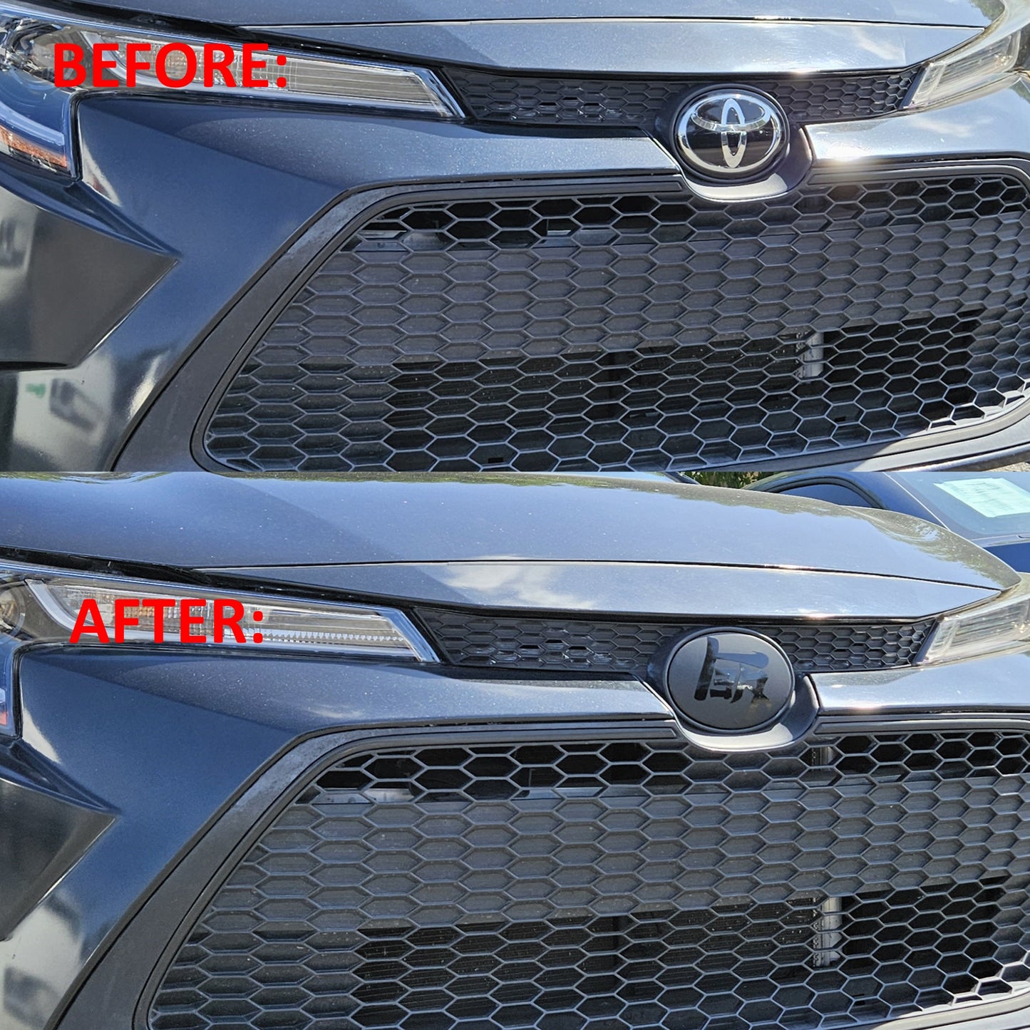 2020 - 2024 Toyota Corolla Sedan Stealth Front Emblem Vinyl Overlay