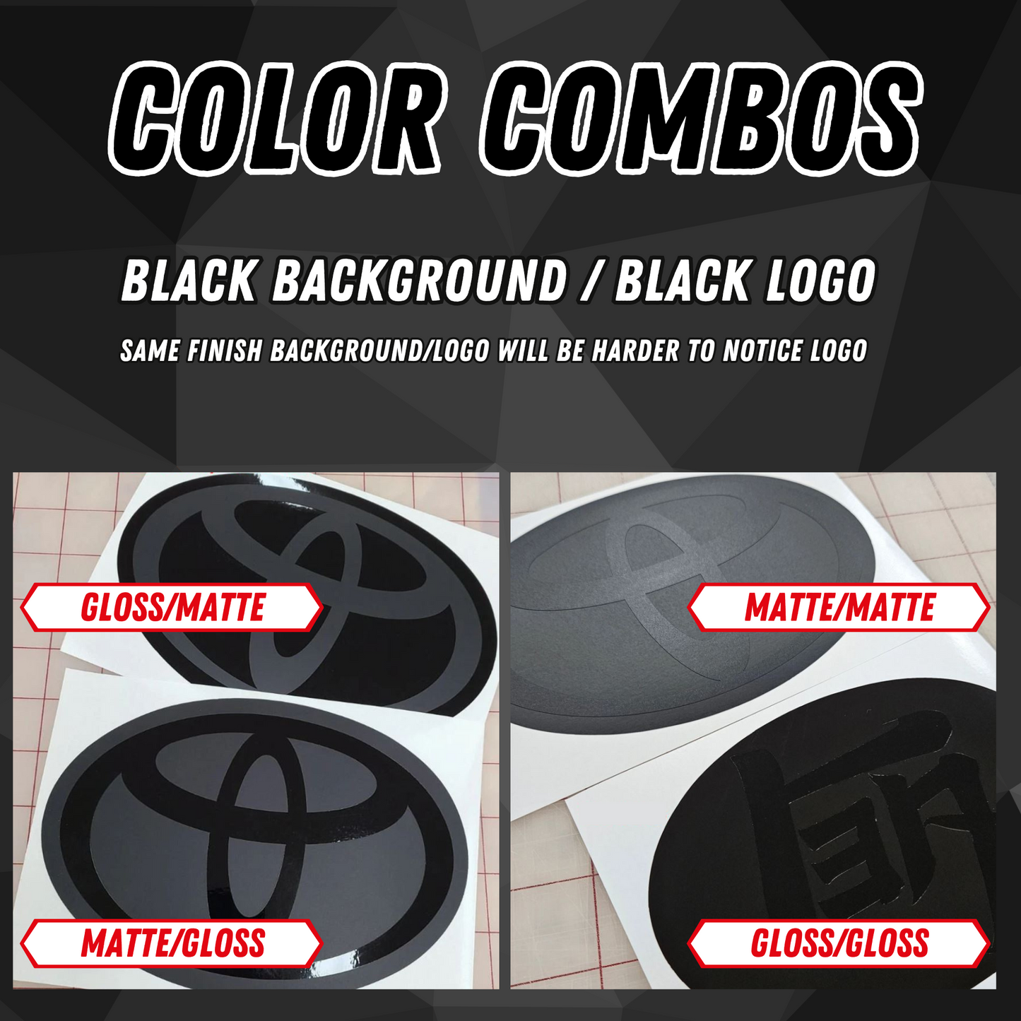Stealth emblem overlay color combinations
