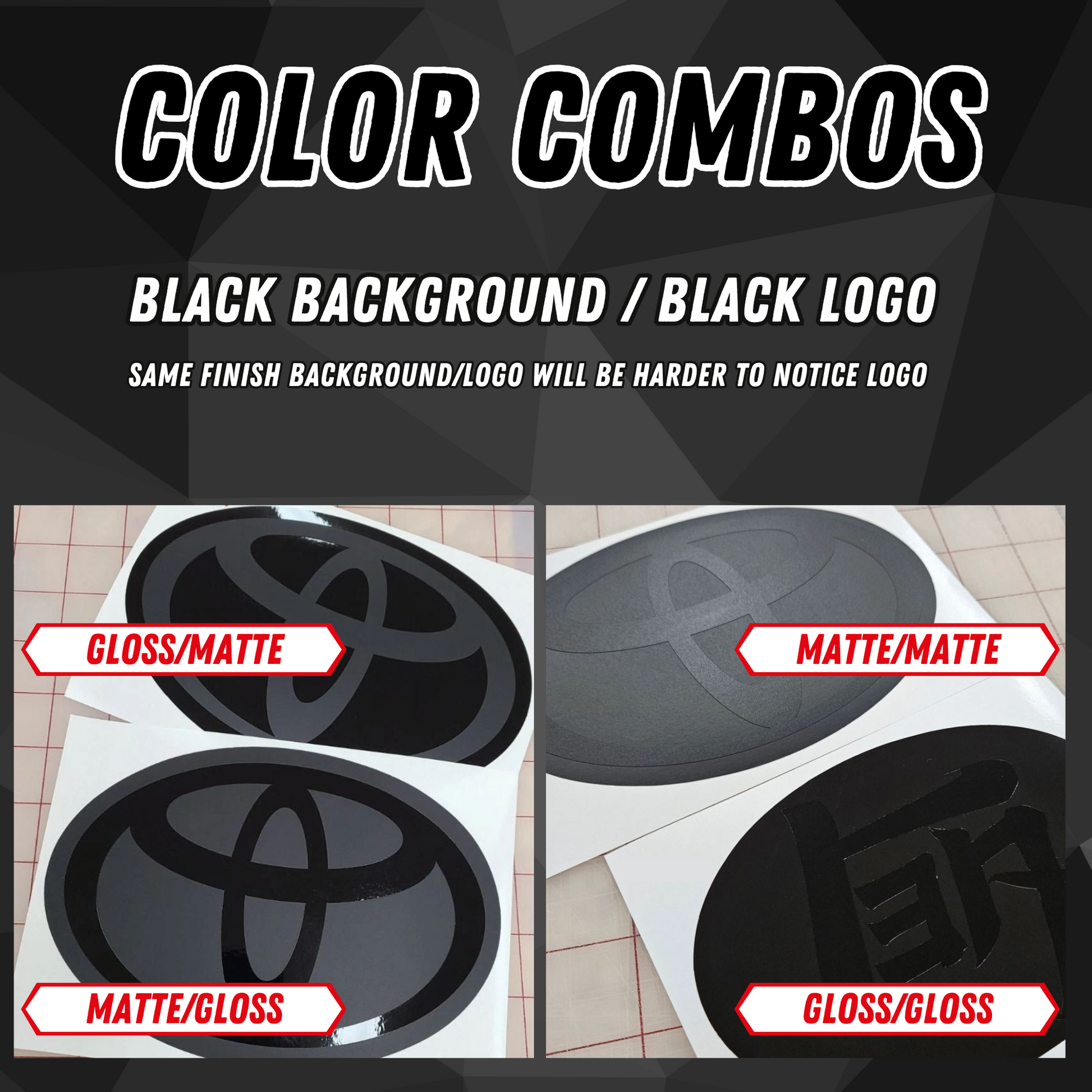 Stealth emblem overlay color combinations