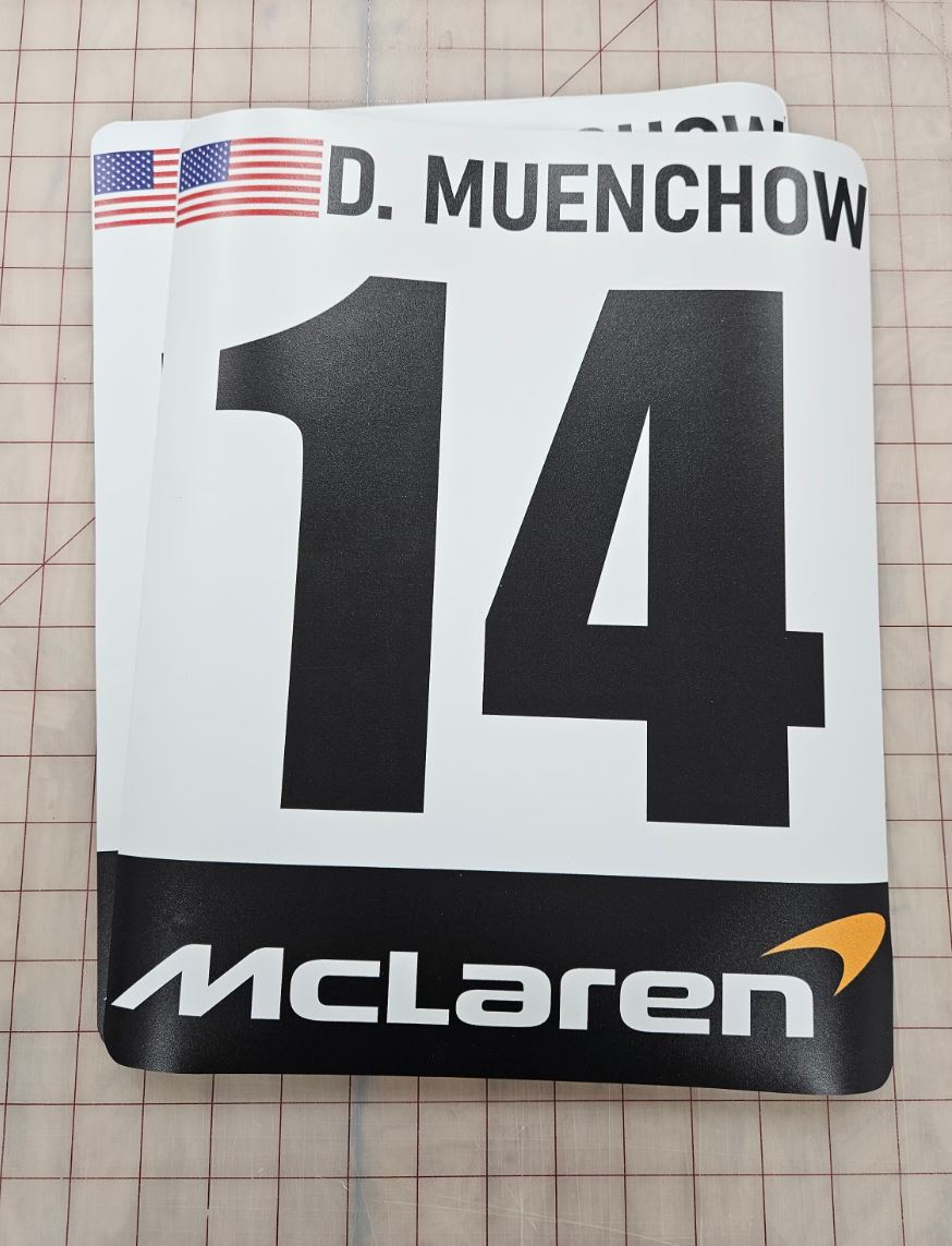 Custom Track Racing Number Set with Flag Name | Vinyl or Magnet