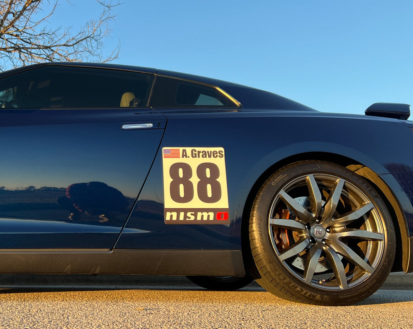 Custom Track Racing Number Set with Flag Name | Vinyl or Magnet