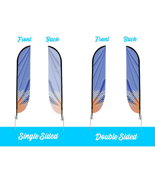 full-color printed custom single or double-sided feather convex flag and banner in multiple sizes and optional hardware. fast turnaround and design assistance is available
