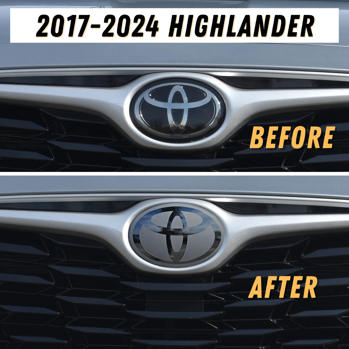 Highlander Graphics 2017 - 2025 Toyota Highlander Stealth Front Emblem Vinyl Overlay ...