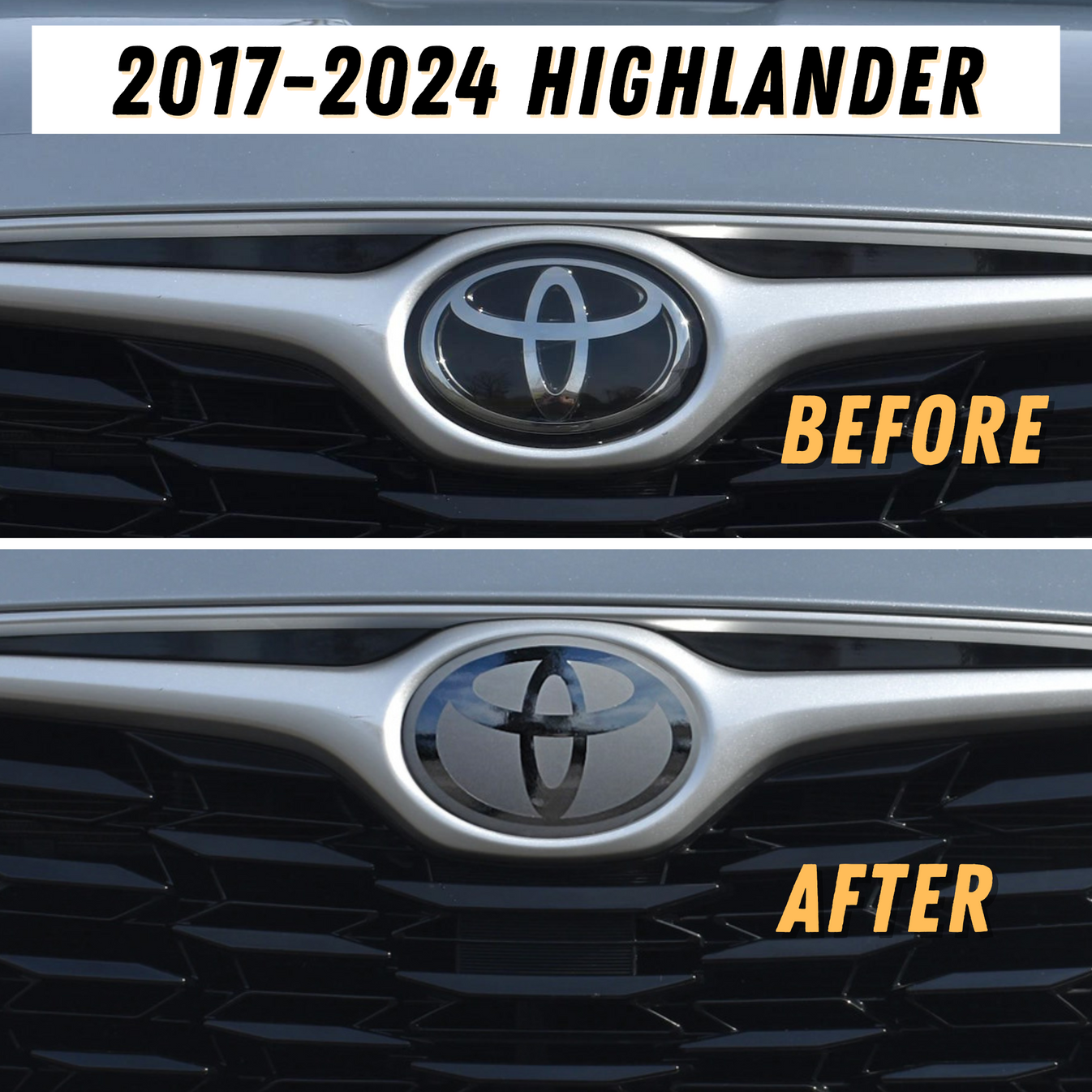 2017 - 2025 Toyota Highlander Stealth Front Emblem Vinyl Overlay ...