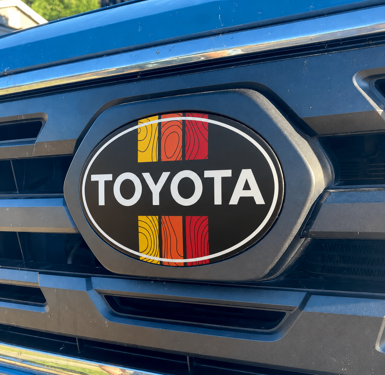 2018-2023 Vintage Toyota Tacoma Front Emblem Vinyl Overlay - Topo Lines