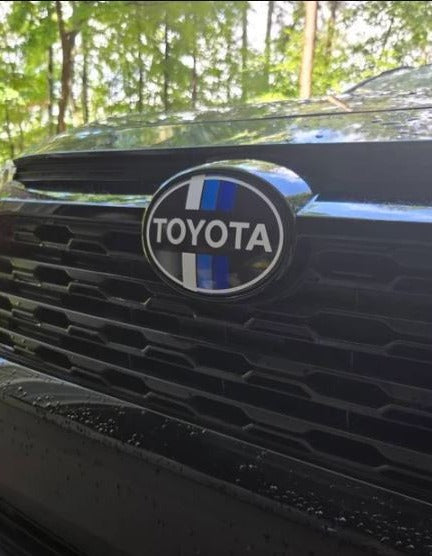 2019 -2024 Vintage Blue Stripes Toyota RAV4 Front Emblem Vinyl Overlay