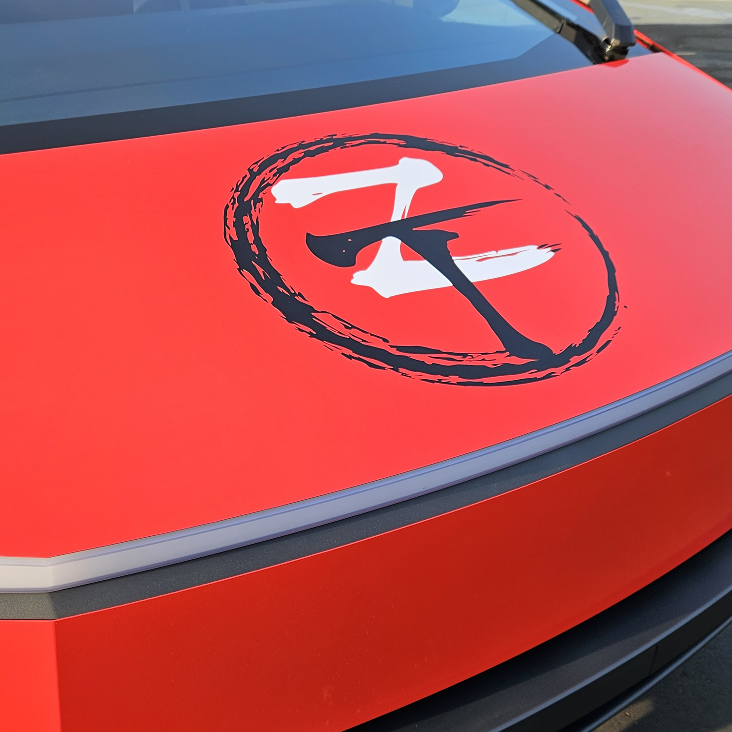 Vehicle graphic color change and logo for a tesla cybertruck