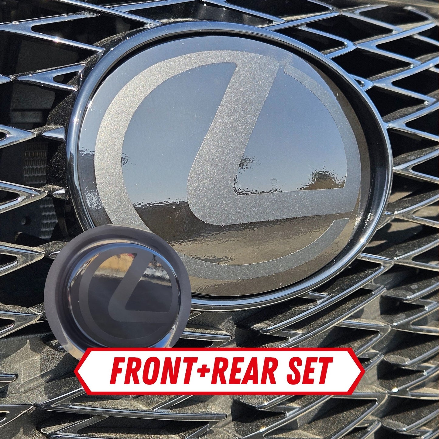 Stealth Lexus Emblem SET Vinyl Overlay Decal Front & Rear