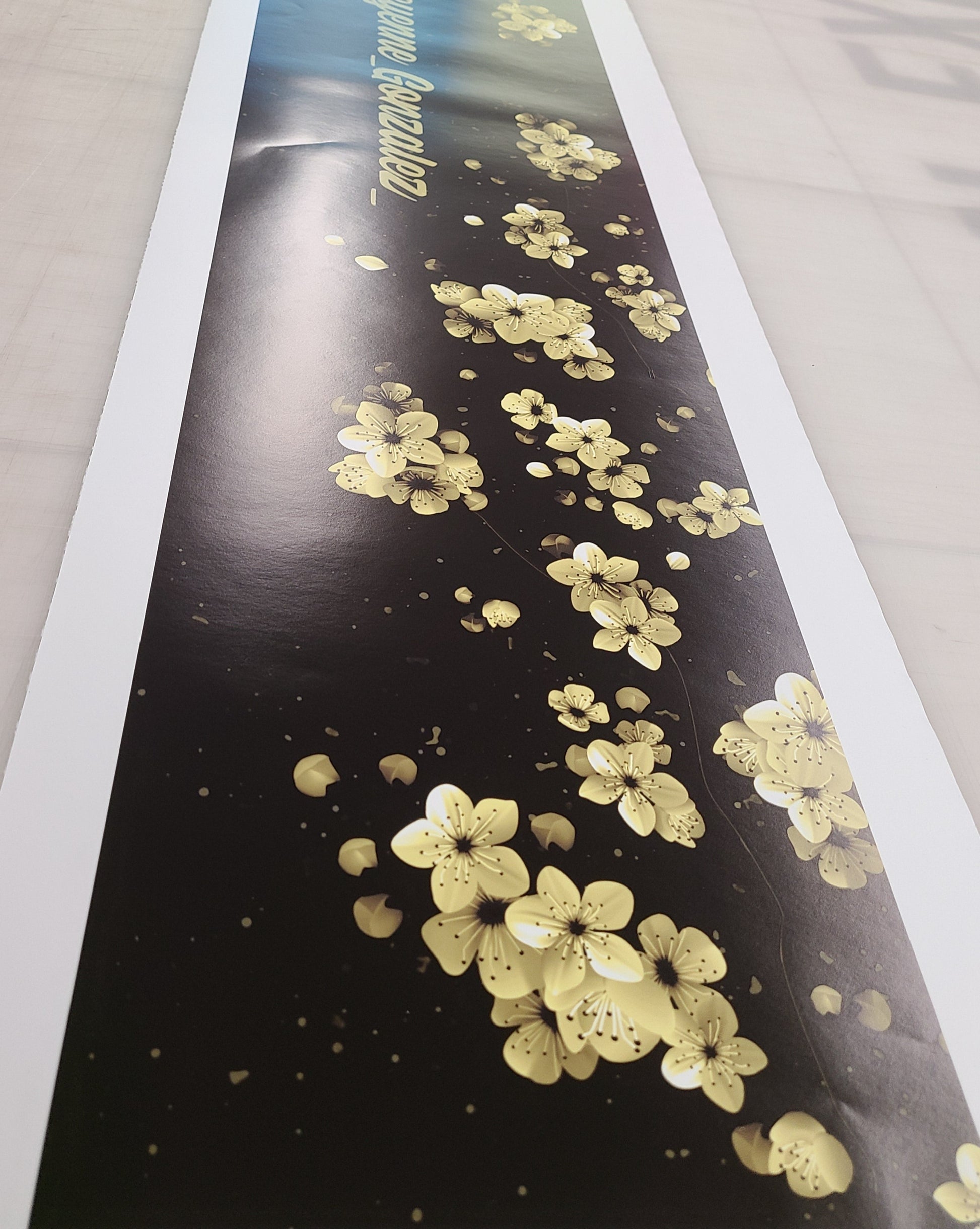 digital print car front windshield banner with cherry blossoms. Fully customizable to match your style and car.