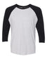 fully customizable next level unisex triblend 3/4 sleeve raglan in multiple sizes and colors