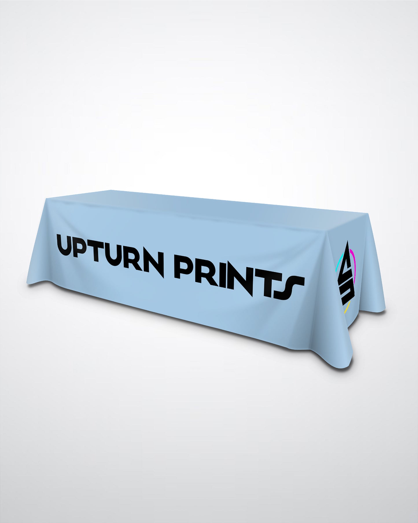 fully customizable 6 or 8 feet table cover throw with logo print and design